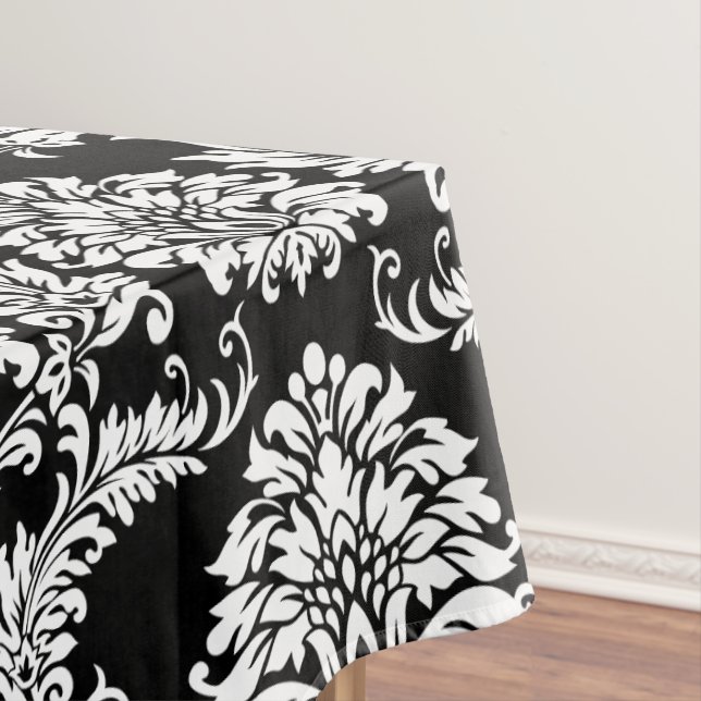 Nappe Monogramme personnalisé Noir Damsk Motif floral (In Situ)