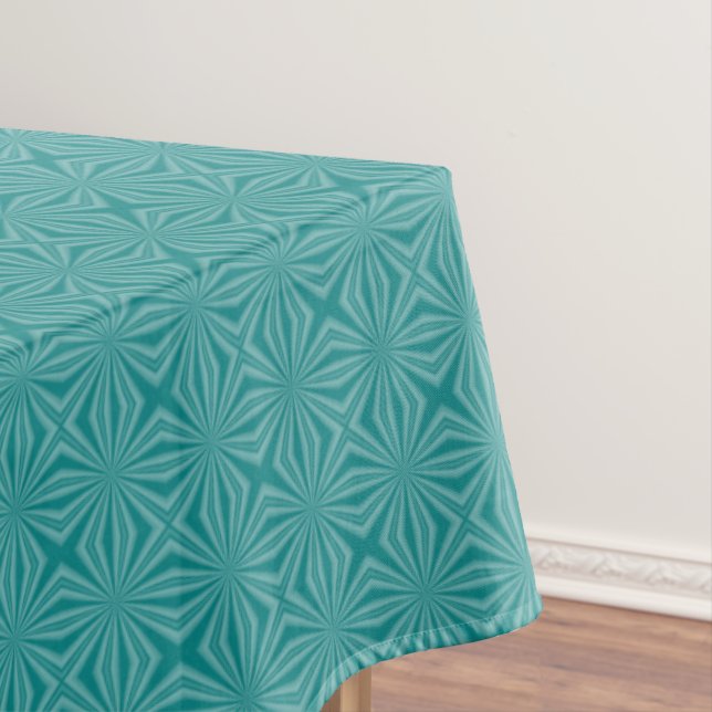 Nappe Monogramme Rouge Fractal Sarcelle Cercle Blanc (In Situ)