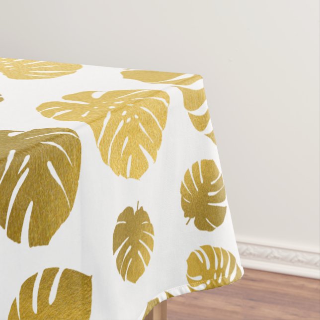 Nappe Monstère d'or moderne Feuille Tropical Motif (In Situ)