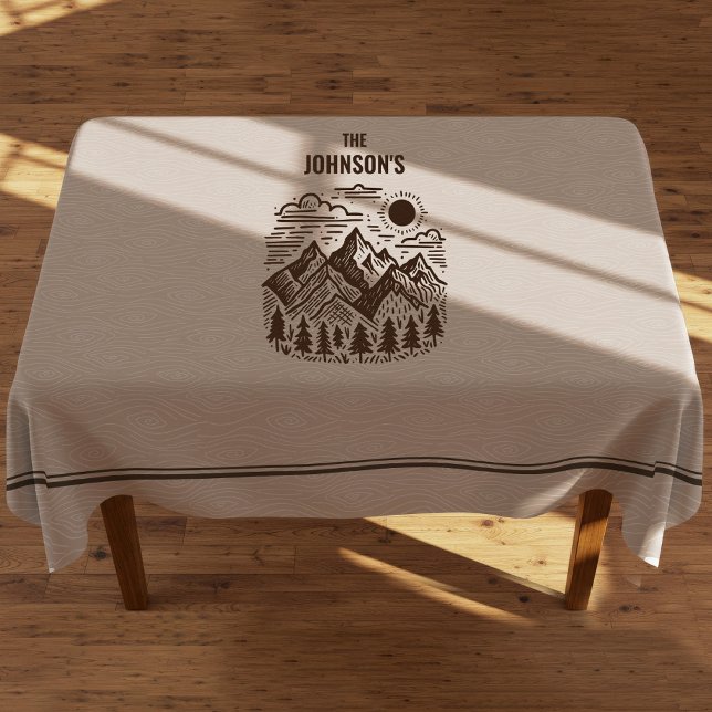 Nappe Montagnes Rustiques Modernes Personnalisées (Modern Rustic Mountains Custom Tablecloth)