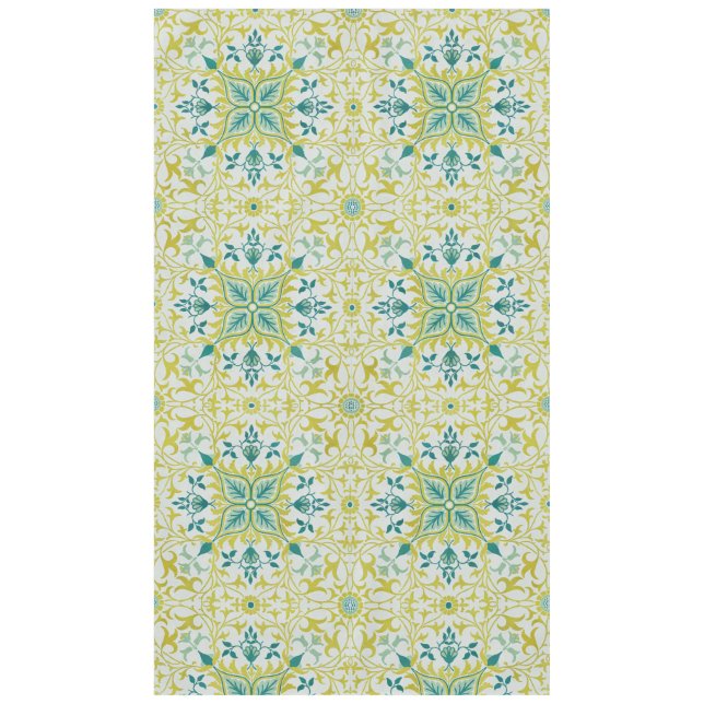 Nappe Morris Vin jaune Turquoise & Motif Fleur (Devant)