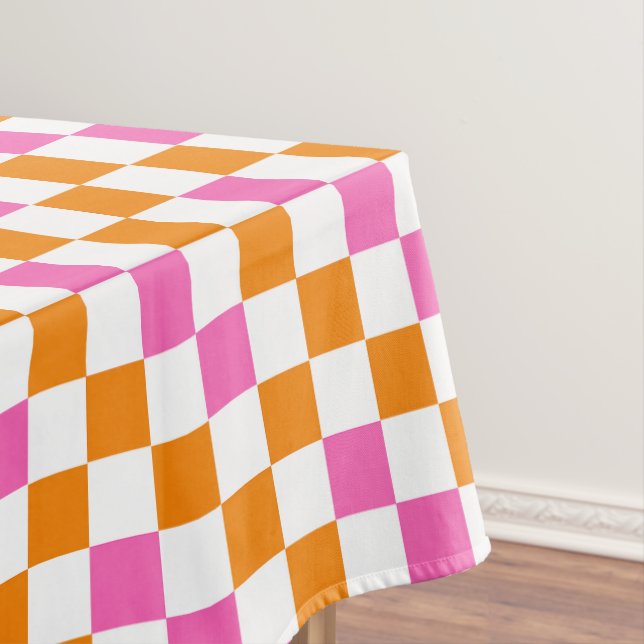 Nappe Motif à carreaux orange blanc rose  (In Situ)