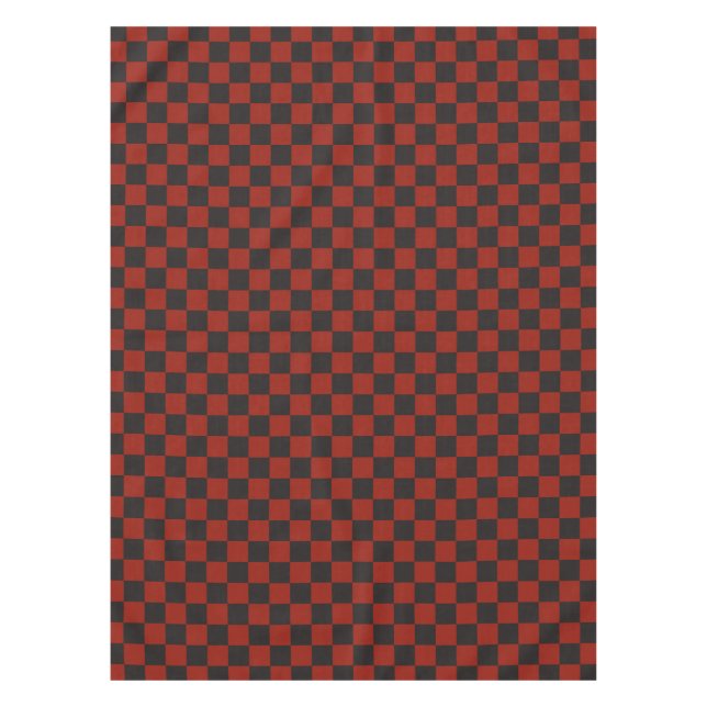Nappe Motif à damier noir et rouge profond (Devant)
