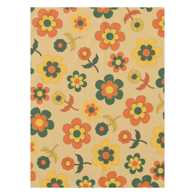 Nappe Motif à fleurs Vintage orange rétro (Devant)
