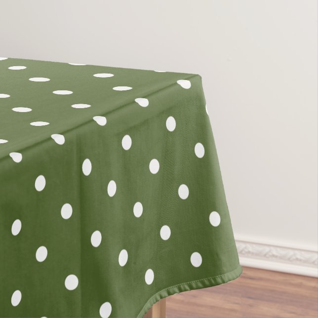 Nappe Motif à pois blancs sur fond vert olive (In Situ)