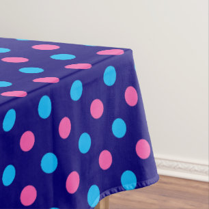 Nappe Motif à pois bleu marine rose cyan
