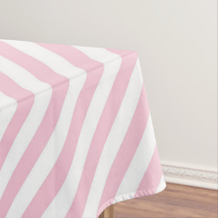 Nappe Motif à rayures blanches et roses diagonales