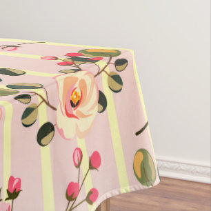Nappe Motif à rayures florales rose pâle