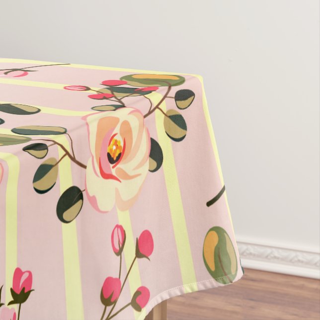 Nappe Motif à rayures florales rose pâle (In Situ)
