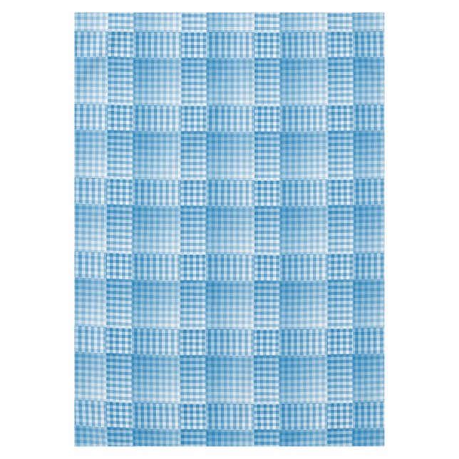 Nappe Motif Abstrait à Damier Bleu Blanc (Devant)