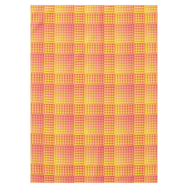 Nappe Motif Abstrait à Damier Rouge Jaune (Devant)