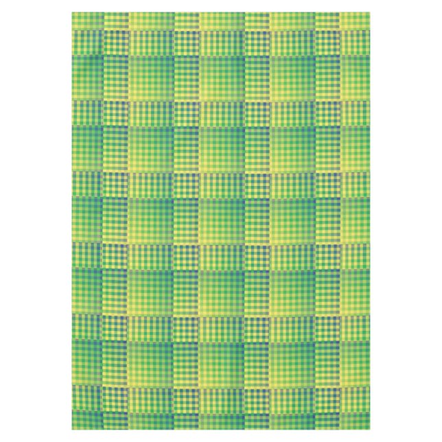 Nappe Motif Abstrait à Damier Vert Bleu (Devant)