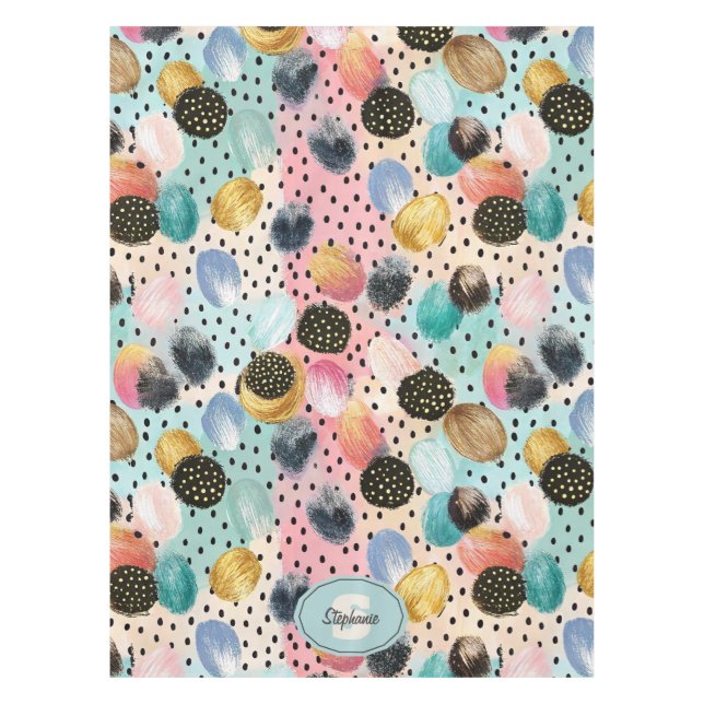 Nappe Motif Abstrait brosse et Pointe Polka (Devant)