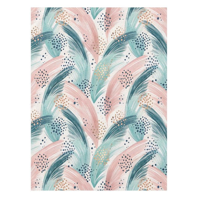 Nappe Motif Abstrait de brosse et de point d'or (Devant)
