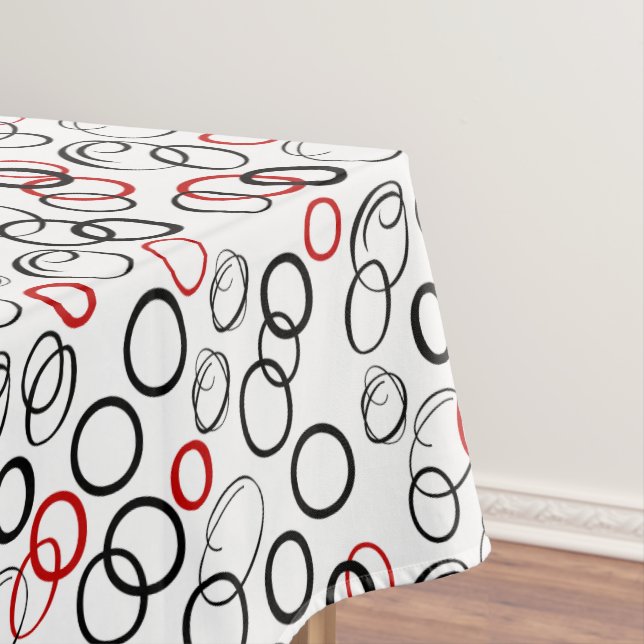 Nappe Motif abstrait de cercle noir et rouge (In Situ)
