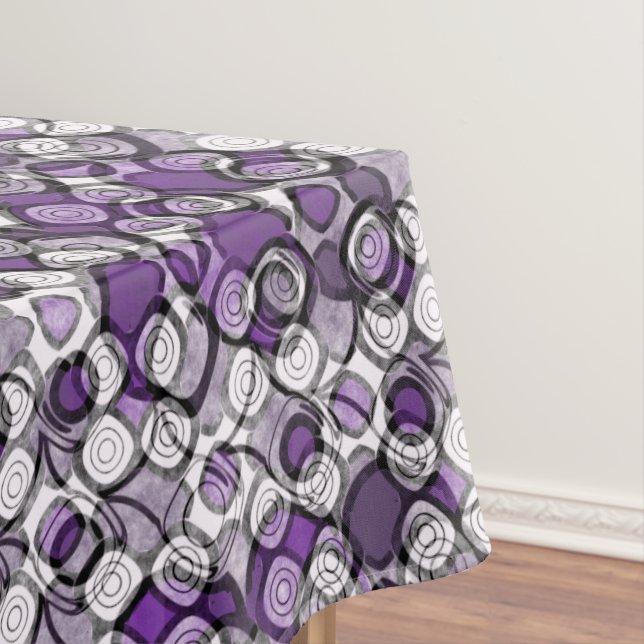 Nappe Motif abstrait de cercles violets, gris et noirs (In Situ)