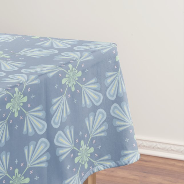Nappe Motif Abstrait Floral Bleu (In Situ)