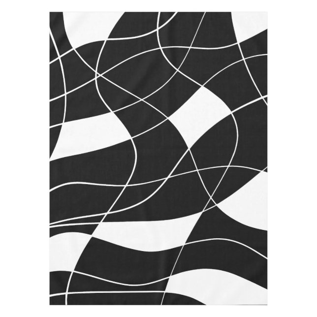 Nappe motif abstrait moderne noir et blanc (Devant)