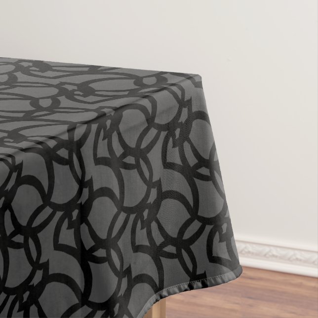 Nappe Motif Abstrait moderne noir et gris (In Situ)
