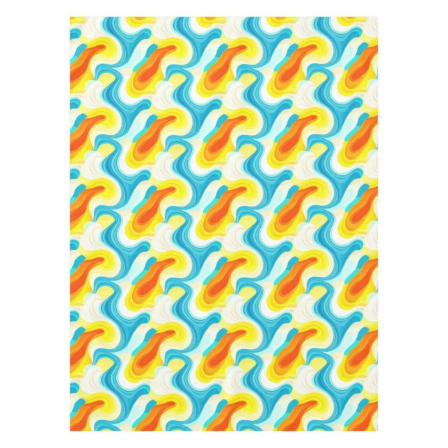 Nappe Motif Abstrait Ondulé Coloré (Devant)