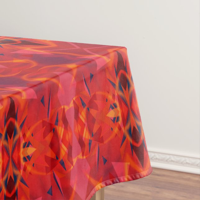 Nappe Motif Abstrait Orange Et Rouge (In Situ)