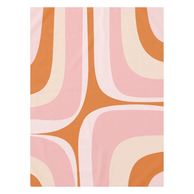Nappe Motif Abstrait rétro Groove rose et orange (Devant)