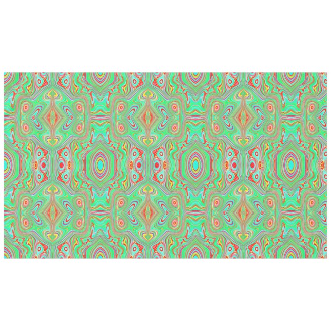 Nappe Motif Abstrait Rétro Orange et Vert Citron (Devant (Horizontal))
