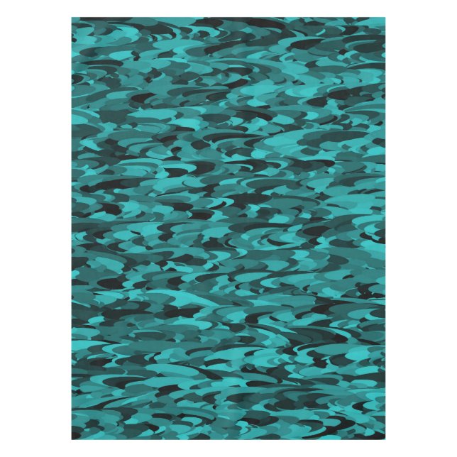 Nappe Motif Abstrait Sarcelle Noir (Devant)