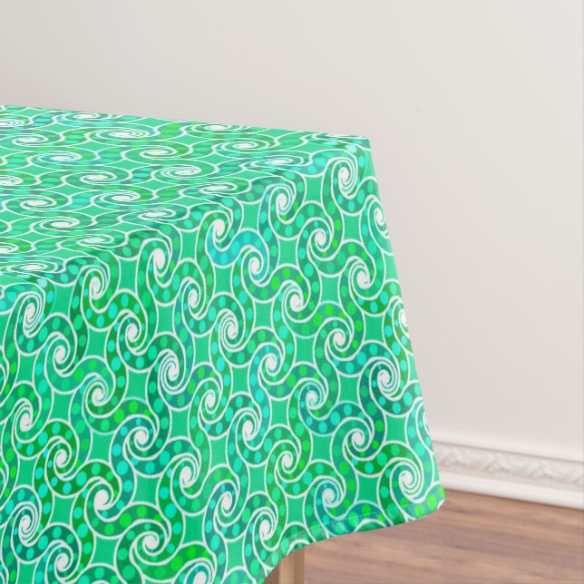 Nappe motif Abstrait tourbillon - nuances de vert jade (In Situ)