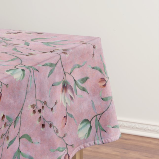 Nappe Motif Anemones de Tulipes Roses et Blanches (In Situ)