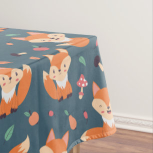 Nappe Motif animal du renard orange
