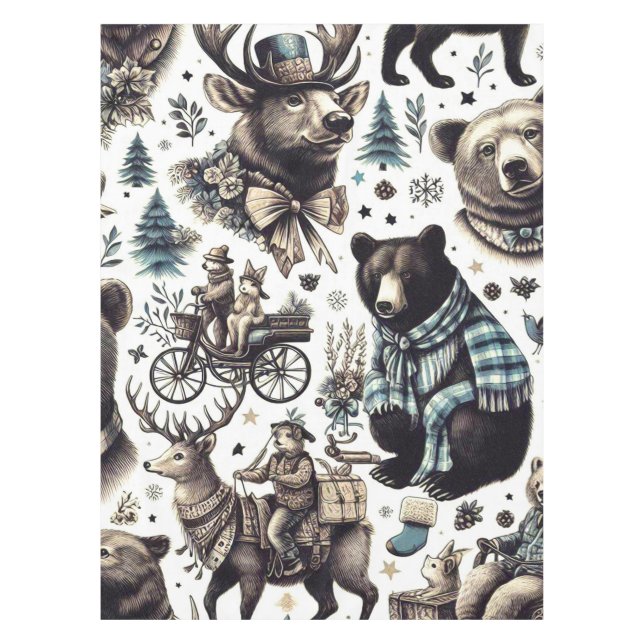 Nappe Motif Animaux d'hiver vintages (Devant)