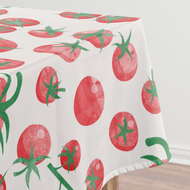 Nappe Motif aquarelle de tomates (Modern watercolor tomato pattern Mediterranean summer tablecloth)