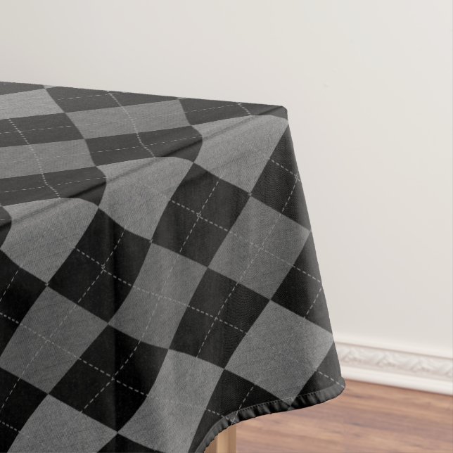 Nappe Motif Argyll Gris Charbon et Noir (In Situ)
