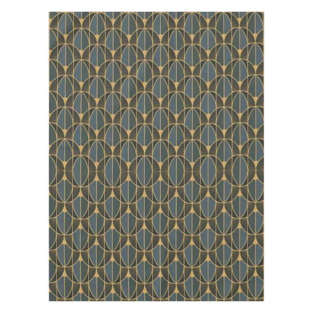 Nappe Motif Art Déco avec des formes géométriques dorées (Devant)