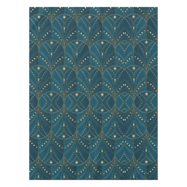 Nappe Motif Art Déco avec formes géométriques dorées (Devant)