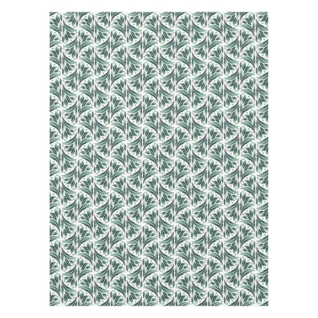 Nappe Motif Art Déco élégant avec feuillage vert (Devant)