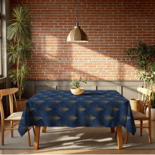 Nappe Motif Art Déco élégant bleu foncé et or