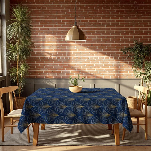Nappe Motif Art Déco élégant bleu foncé et or (Créateur téléchargé)