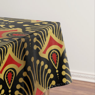 Nappe Motif Art déco or et rouge sur short noir