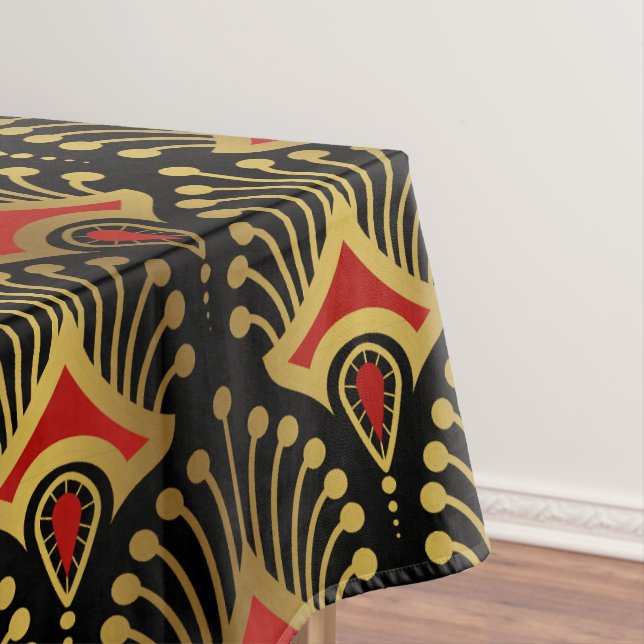 Nappe Motif Art déco or et rouge sur short noir (In Situ)