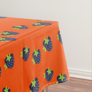 Nappe Motif aux fruits bleuets sur orange