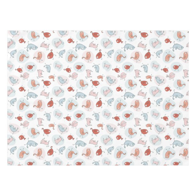 Nappe motif avec des oiseaux de bande dessinée (Devant (Horizontal))