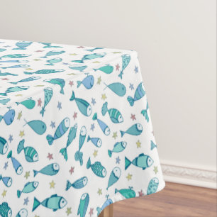 Nappe Motif avec des poissons et des étoiles de mer