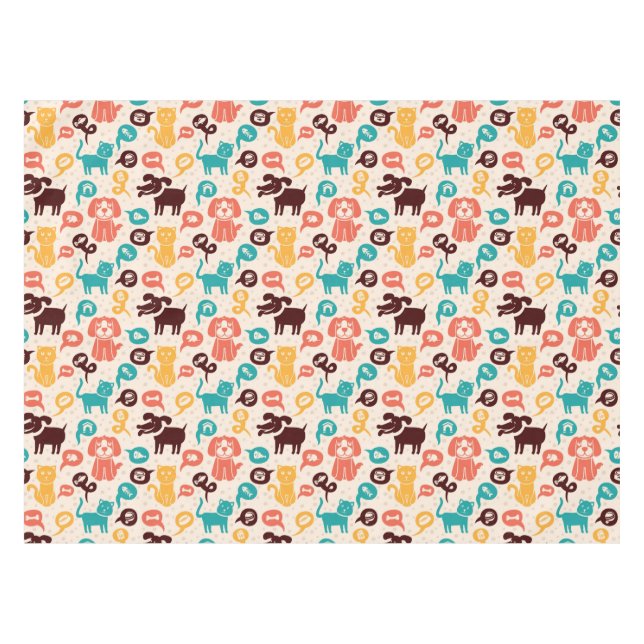 Nappe Motif avec les chats et les chiens drôles (Devant (Horizontal))