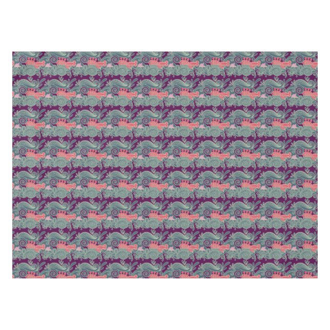 Nappe Motif avec les poissons et la vague pourpre (Devant (Horizontal))