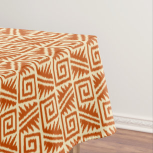 Nappe Motif aztèque d'Ikat - mandarine et orange-clair