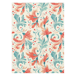 Nappe Motif blanc blanc et rouge Paisley Leaf