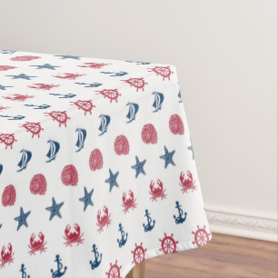 Nappe Motif blanc et bleu rouge de symbole de mer