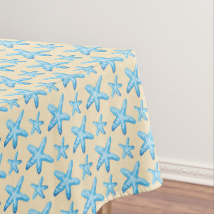 Nappe Motif bleu d'étoiles de mer d'aquarelle